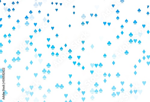 Light BLUE vector texture with playing cards.