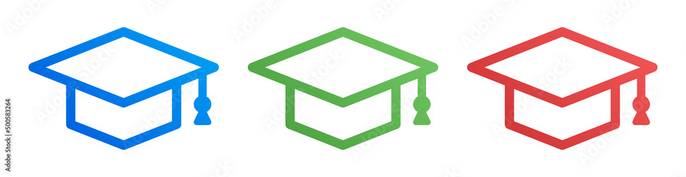 Education hat icon set. Graduation cap symbol outline design vector illustration. Education hat icon set. Graduation cap symbol outline design vector illustration.
