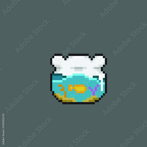 round aquarium in pixel art style
