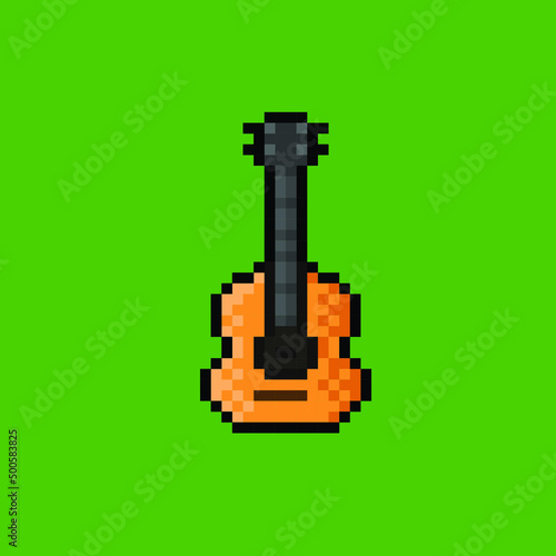 acoustic guitar in pixel art style