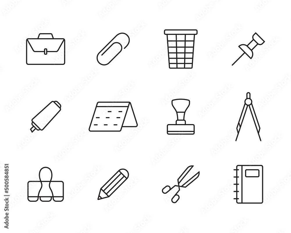 Set of Office Icon in Vector Illustration Design. Set of Office Icon in Vector Illustration Design.