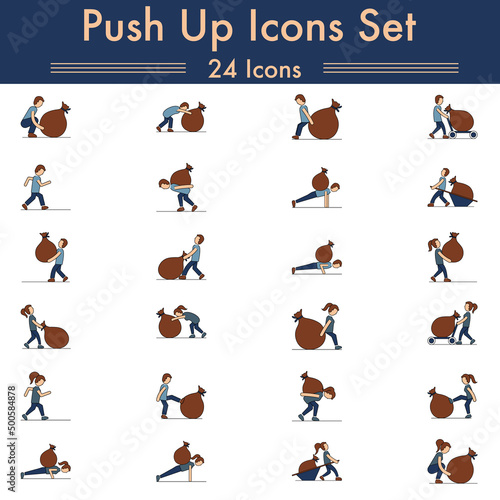 Colorful Set Of Push Up Icons In Flat Style.