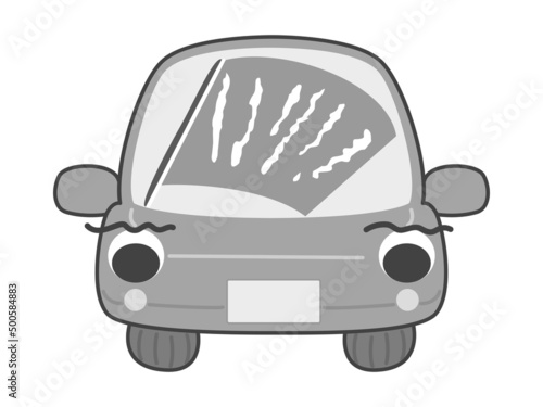 ワイパーゴムが劣化して、拭いた後にビビリが出ている車の窓