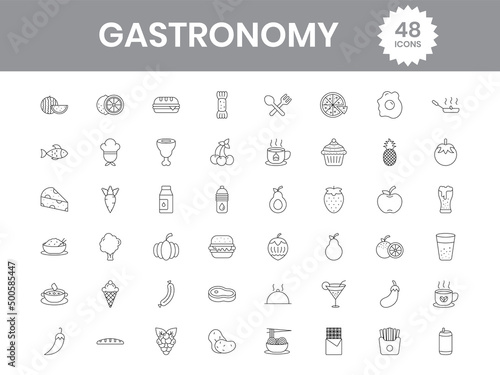 48 Gastronomy Icon In Black Outline.