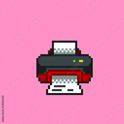printer in pixel art style