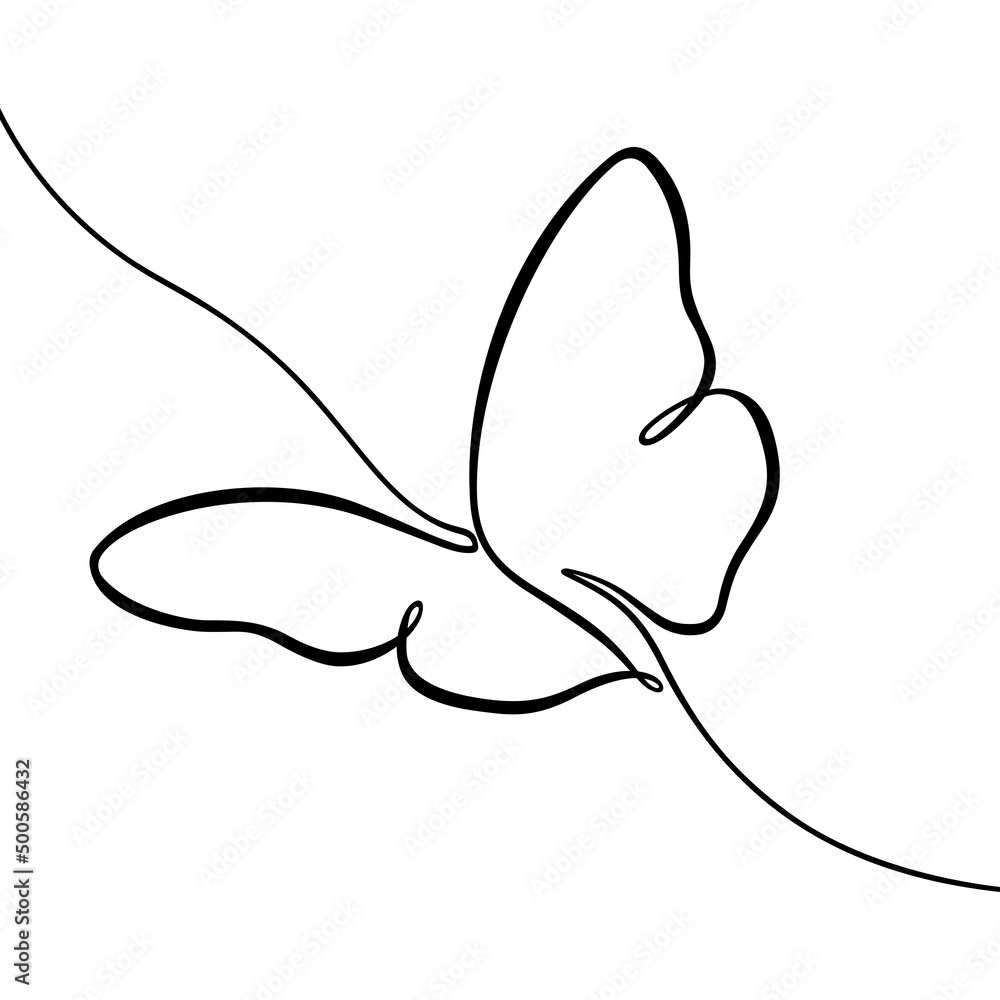 Fototapeta premium Butterfly drawing in one continuous line
