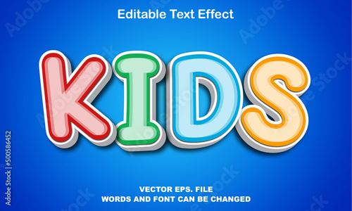 KIDS text multiple color style effects