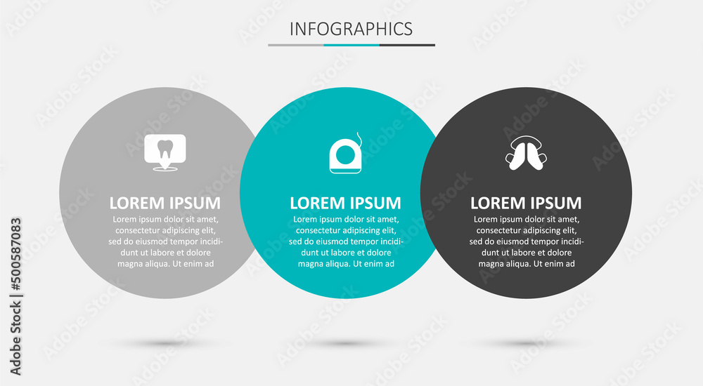 Fototapeta premium Set Dental floss, clinic location and tooth plate. Business infographic template. Vector