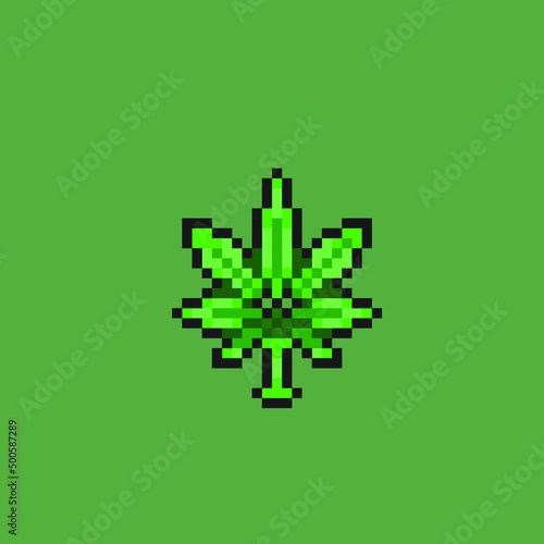 cannabis leaf in pixel art style
