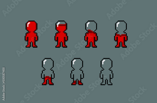 video game health indicator set in pixel art style