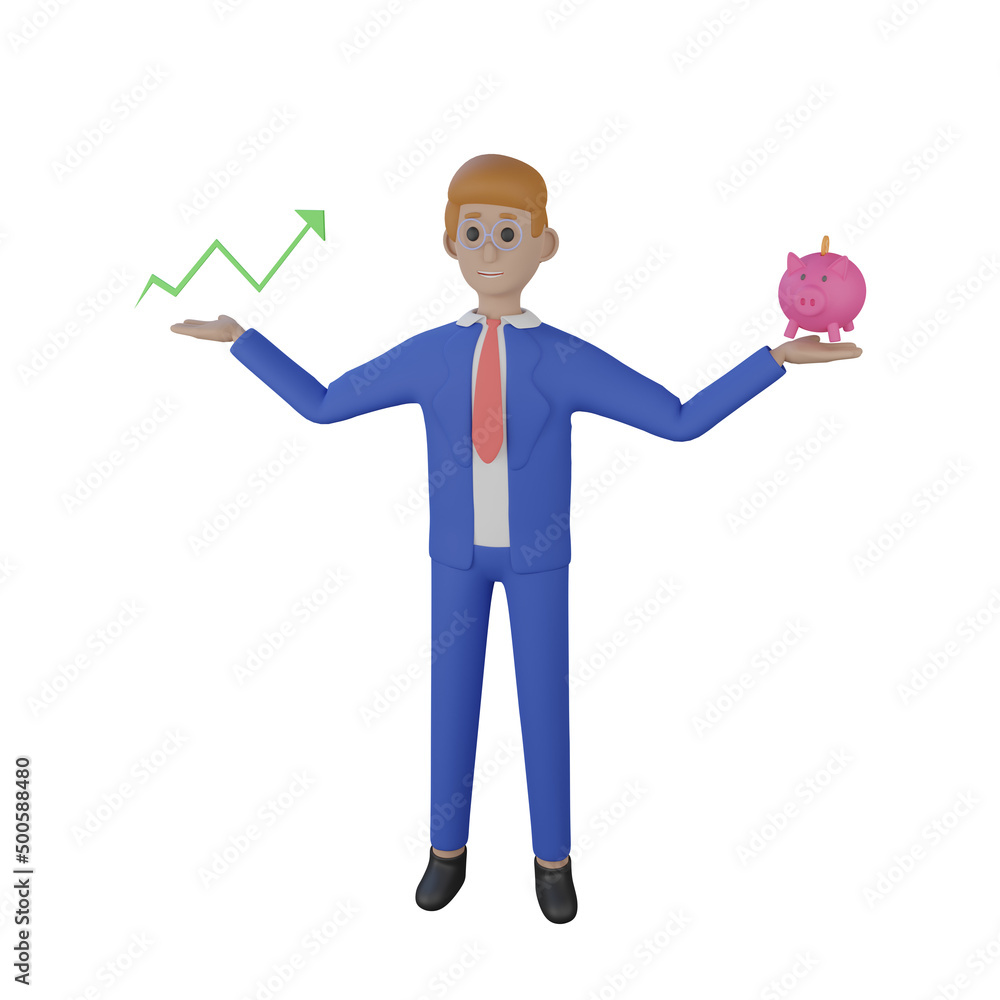 Bank manager and piggybanking 3D Illustration Bank manager and piggybanking 3D Illustration