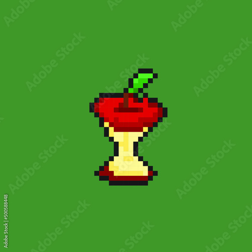 eaten apple in pixel art style
