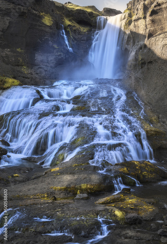 Ofaerufoss Waterfall in Eldgja  Iceland