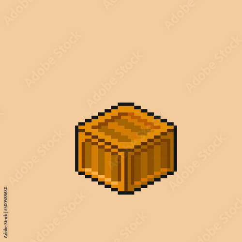 box crate in isometric view with pixel art style