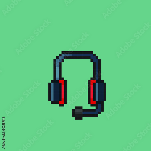 headset in pixel art style