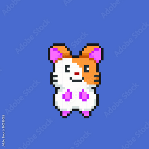 little hamster in pixel art style