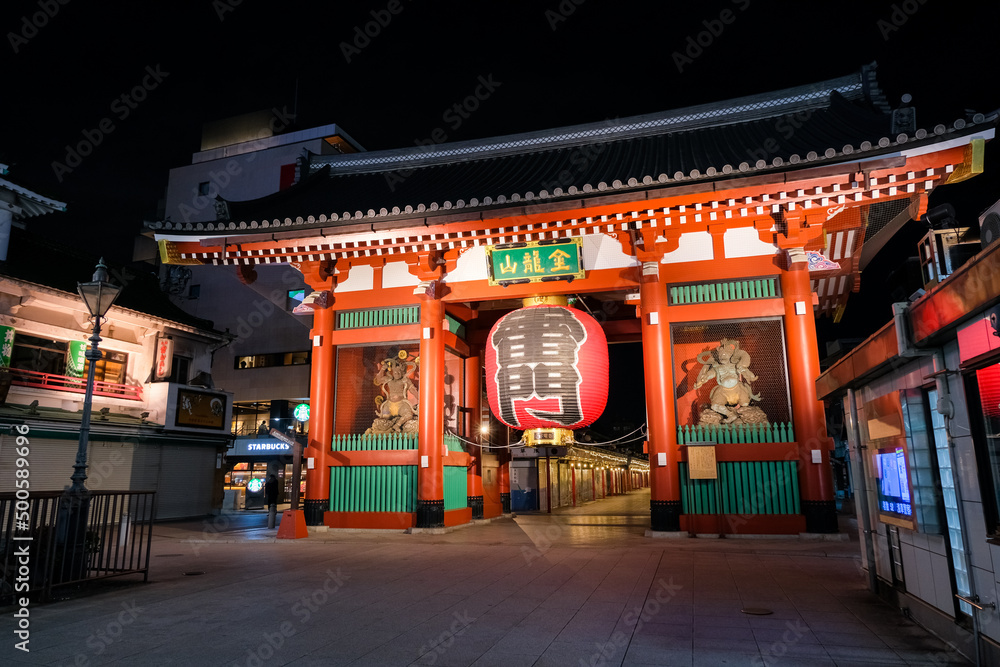 東京都 浅草寺 夜の雷門