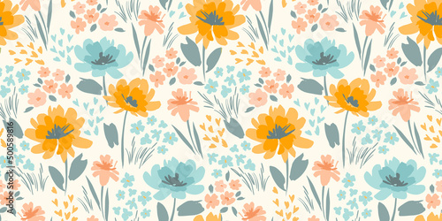 Floral abstract seamless pattern. Vector design for different surfases.