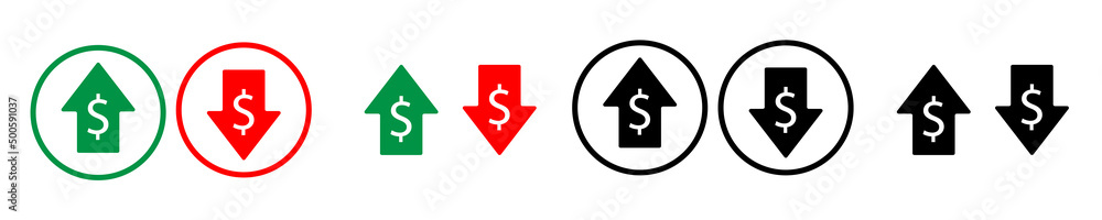 Dollar up down symbol. Flat color style. Icons design on white background. eps10 Dollar up down symbol. Flat color style. Icons design on white background. eps10