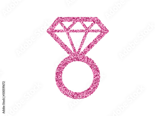 Hen Party Bachelorette vector element for cards, t-shirts, stickers, invitations. Pink diamond ring with glitter. Photo booth prop stick.