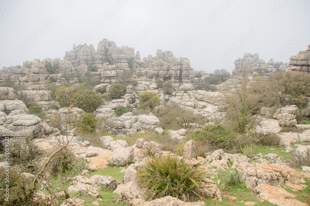 A walk in the National park Torcal de Antequera, Andalusia, Spain