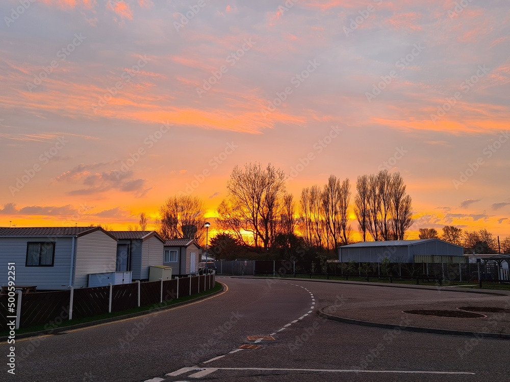 sunset  British Caravan park
