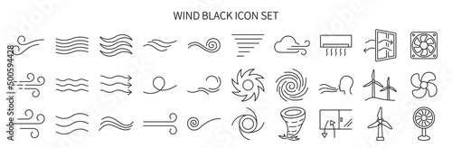 Icon set related to wind and waves