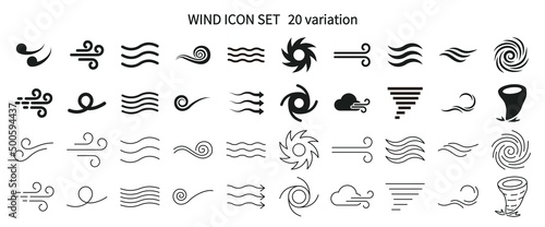 Fotografie, Obraz Icon set related to wind and waves