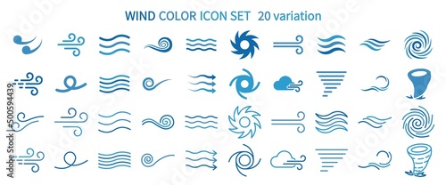 Icon set related to wind and waves photo