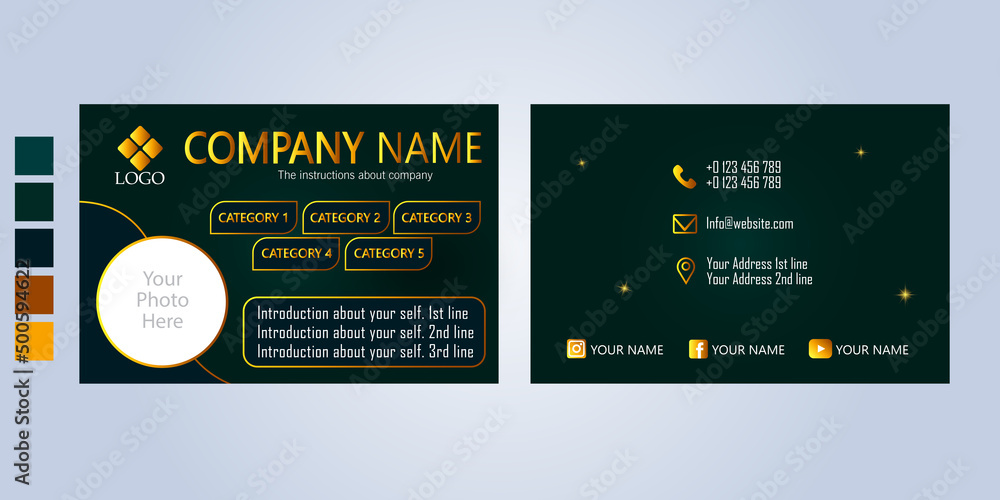 royal green and golden business card template design in luxury style ...