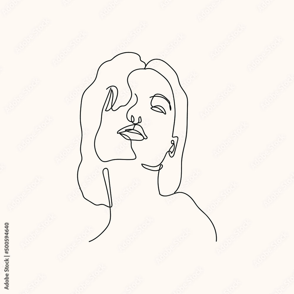 Woman minimal hand-drawn illustration. one-line style drawing Woman minimal hand-drawn illustration. one-line style drawing