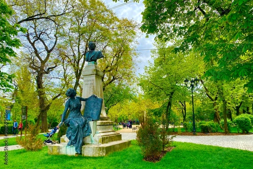 a statue in the park Gradina Icoanei in Bucharest