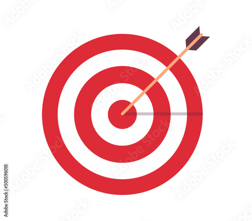 Dartboard arrow and business success achievement concept flat vector illustration.