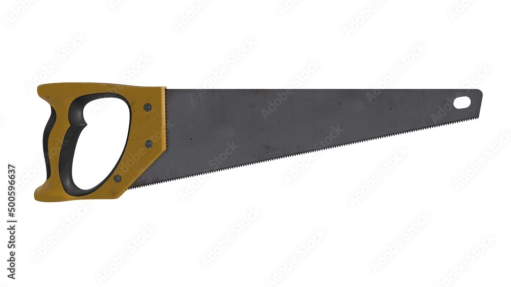 A beautiful 3d illustration with hacksaw on a white background. A beautiful 3d illustration with hacksaw on a white background.