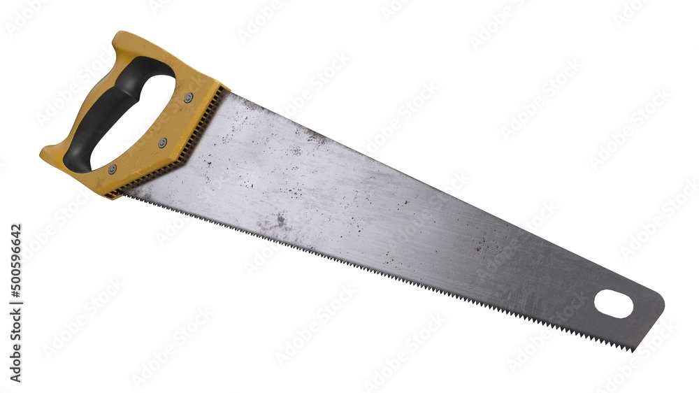 A beautiful 3d illustration with hacksaw on a white background. A beautiful 3d illustration with hacksaw on a white background.