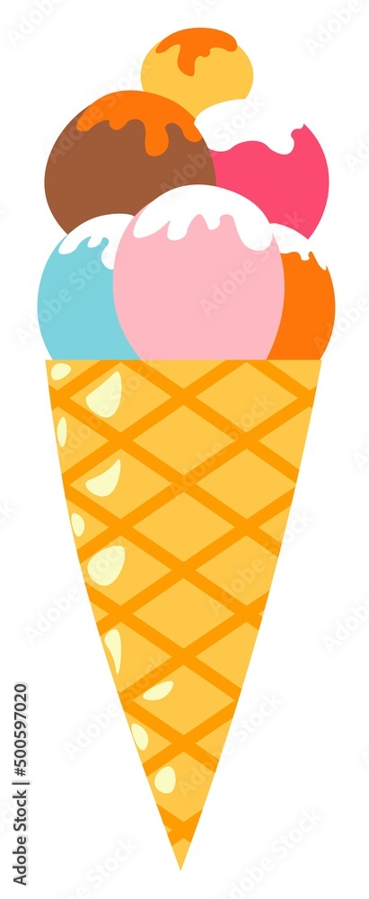 Ice cream frozen gelato with cones and waffle Ice cream frozen gelato with cones and waffle
