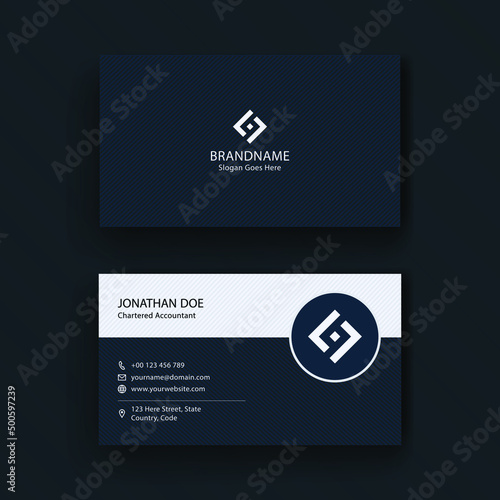Professional Corporate Business Card in dark blue colour premium vector