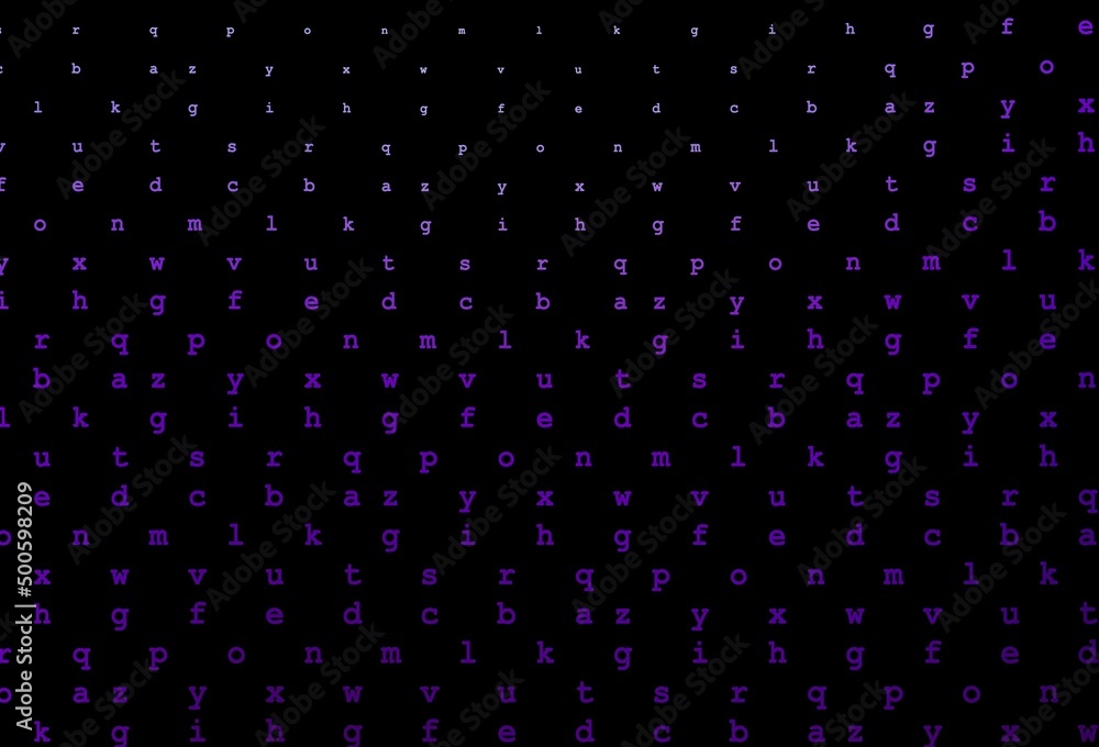 Dark purple vector cover with english symbols.
