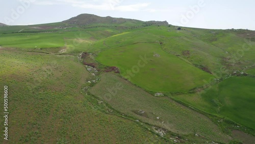 Aerial View of a Beautiful Sicilian Landscape Near Caltanissetta, Sicily, Italy, Europe
