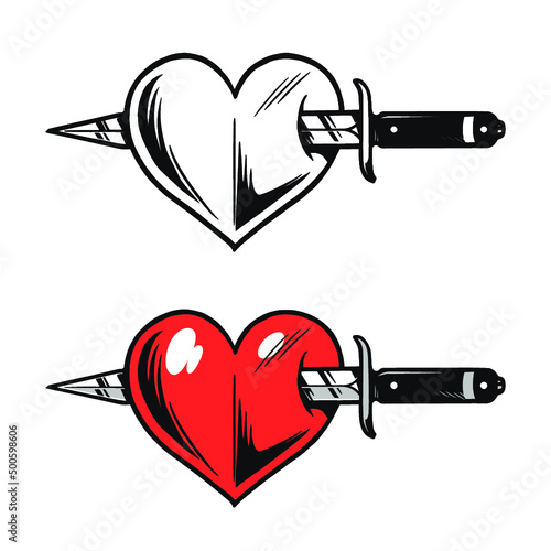 Heart & Dagger Vector Illustration