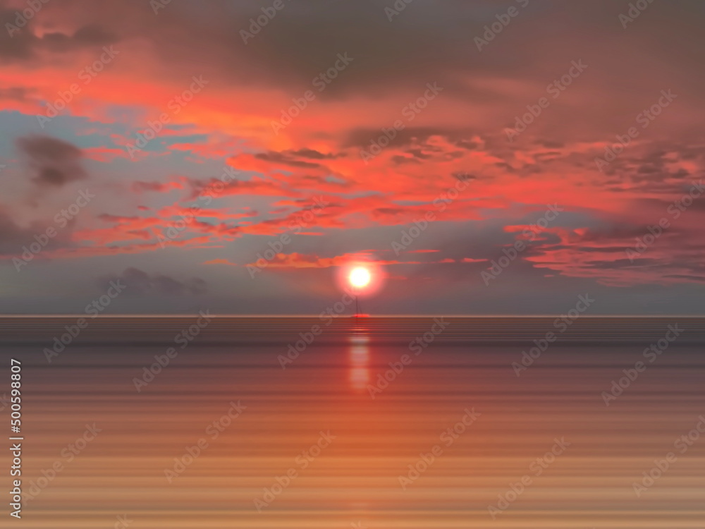red sunset ,pink  dramatic clouds , sea sun down nature landscape seascape weather forecast 