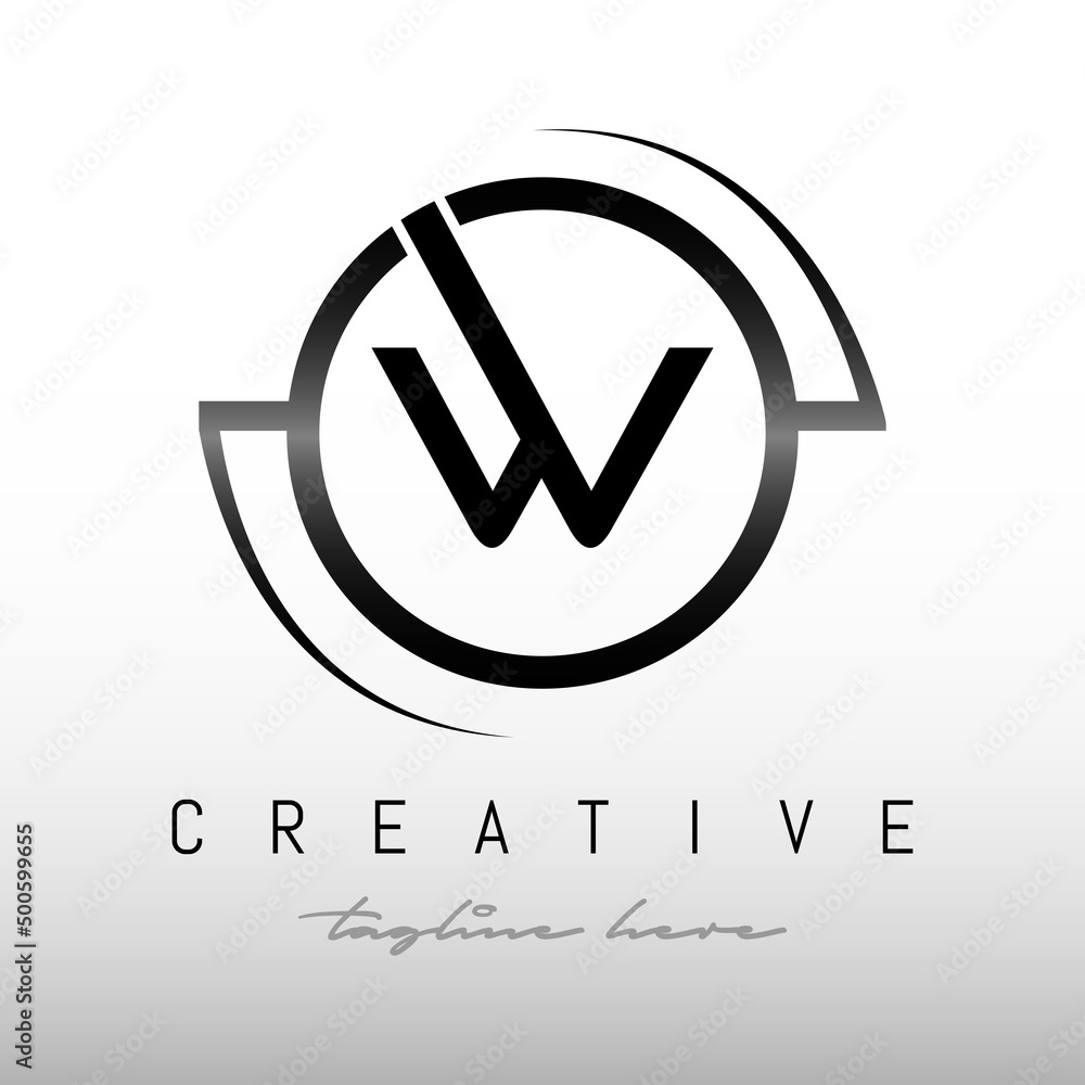 Initial W letter Black Color With White Background Logo Design vector ...