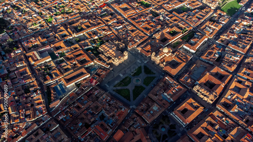 Aerial photography of the city. Plaza de armas de cusco. drone photography