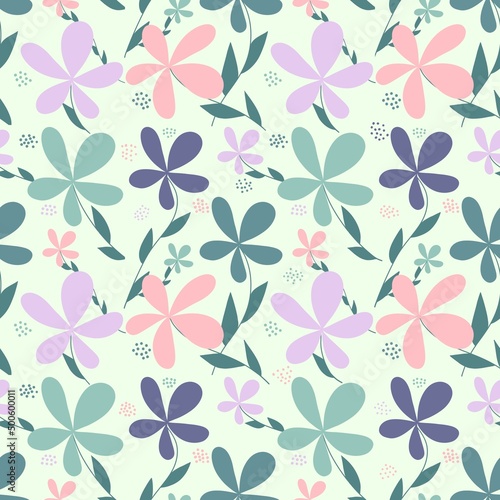 Seamless pattern with multicolored flowers. Finished Design for paper  fabric and other items.