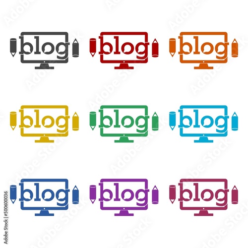 Blog monitor icon color set