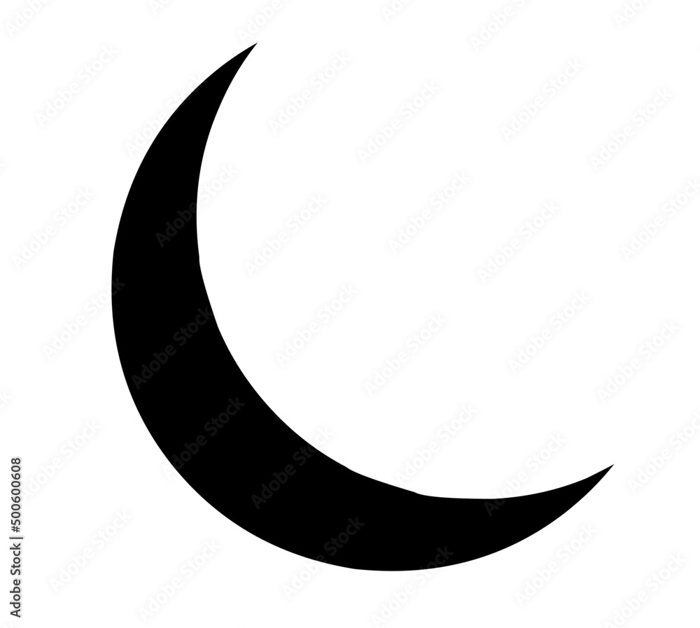 Black crescent moon isolated on white background Black crescent moon isolated on white background