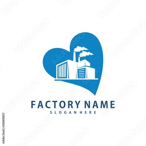 Love Factory logo design vector, Creative Factory logo design Template Illustration
