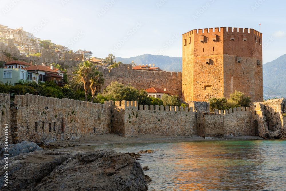 View of the fortress in Alanya, from the sea.