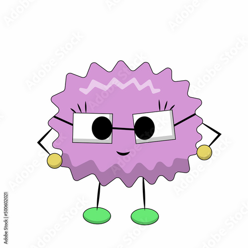 Cute cartoon monster with glasses. Draw illustration in color