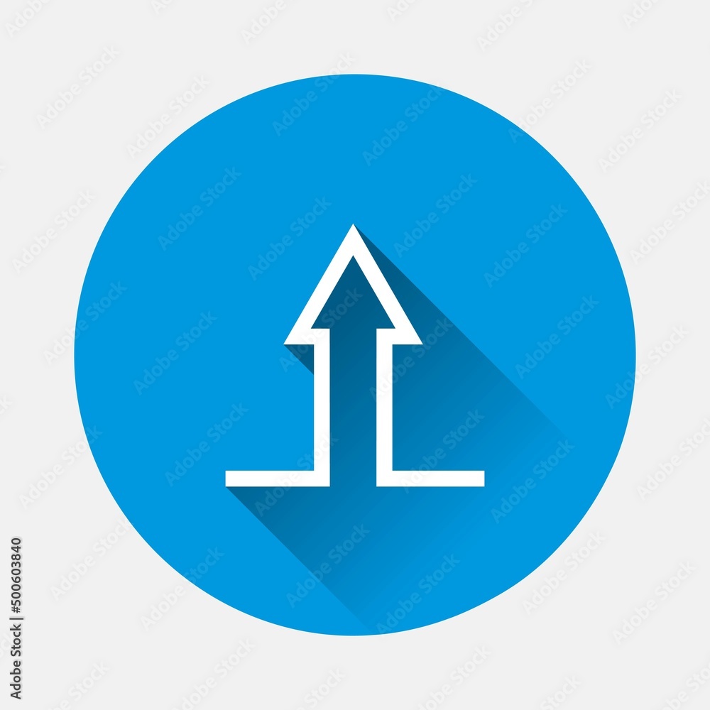 Upload icon. Load symbol icon on blue background. Flat image with long shadow. Upload icon. Load symbol icon on blue background. Flat image with long shadow.